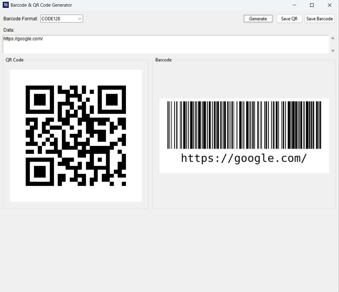 Barcode & QR Code Generator Interface