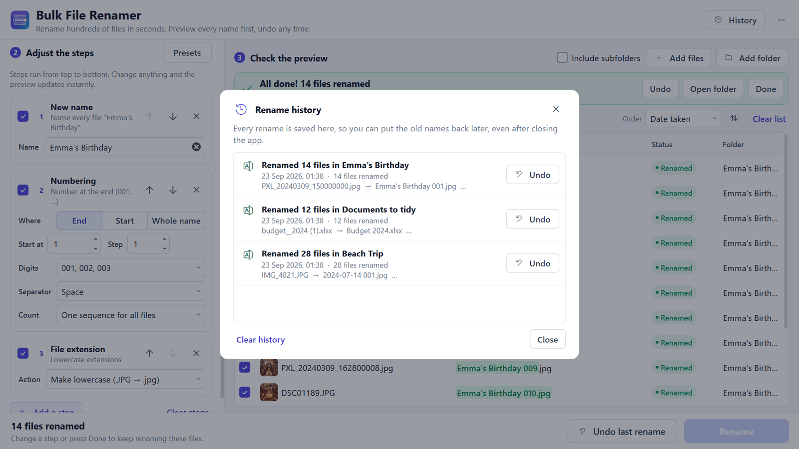 Bulk File Renamer screenshots 5