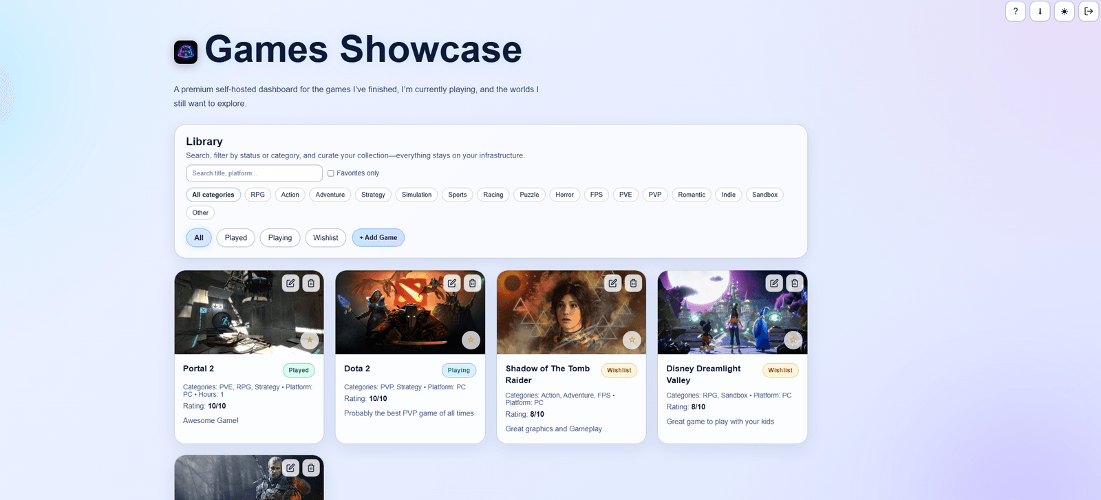 Light theme — main library